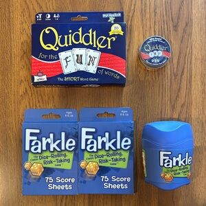 Farkle Game Two 75 Pack Score Sheets Quiddler Game NWOT And Mini Game - NWT